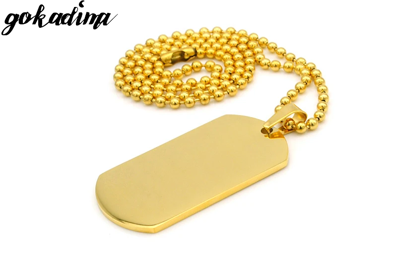 Gokadima модное золотое ожерелье из нержавеющей стали в стиле милитари, мужские ювелирные изделия, 5 см* 2,7 см