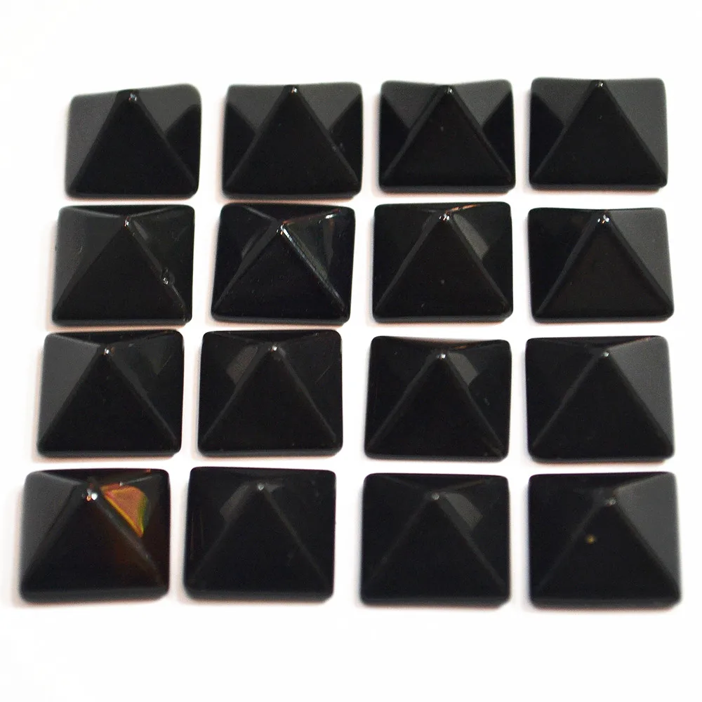 

Hot Selling Fashion Natural Stone Square Pyramid CAB Cabochons Black Onyx Beads 14mm*14*High8mm 30PCS Wholesale Free Shipping