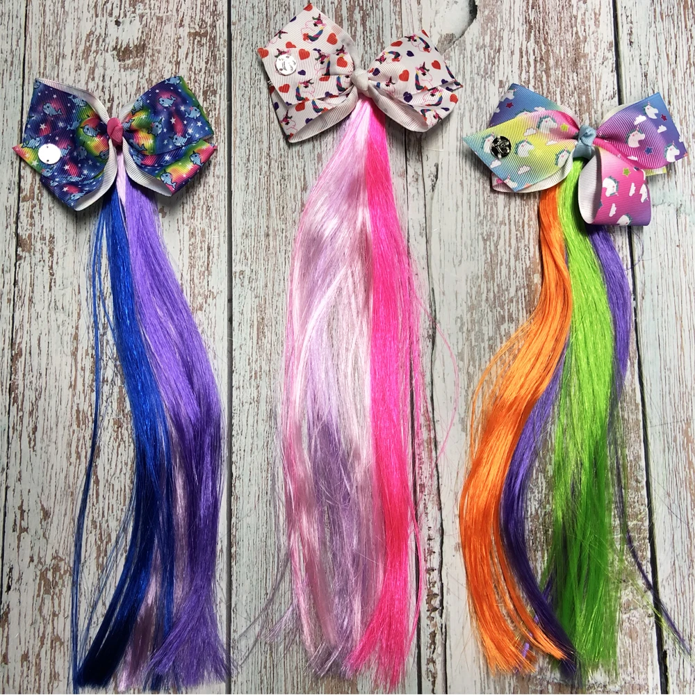 4 قطعة/الوحدة 4.5 بوصة الكرتون مطبوعة الشعر القوس مع ذيل حصان حامل للفتيات التشجيع Hairbows ديزي 12 بوصة حامل إكسسوارات الشعر