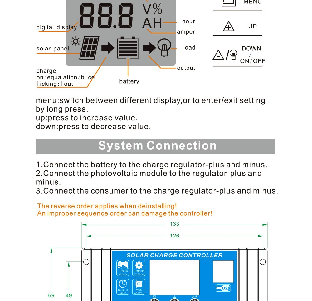 10A 20A 30A 12 V/24 V ЖК-дисплей дисплей регулятором солнечного заряда r сил AGM гель железа литий-ионный аккумулятор PWM регулятором солнечного заряда контроллер USB 5V