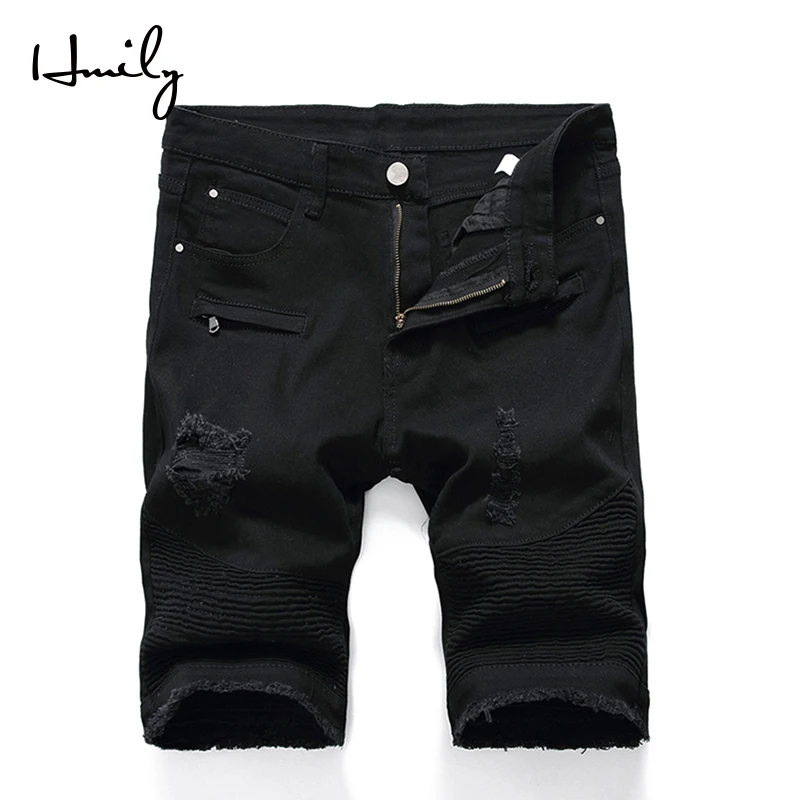 HMILY Summer Denim Shorts Jeans Men Stretch Slim Fit Short Jeans Mens Designer Cotton Casual Distressed Shorts Knee Length HMILY Summer Denim Shorts Jeans Men Stretch Slim Fit Short Jeans Mens Designer Cotton Casual Distressed Shorts Knee Length