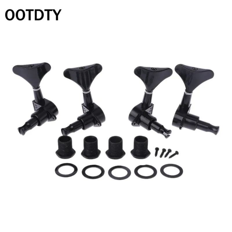 

OOTDTY New Guitar Sealed Tuners Tuning Pegs Machine Heads 2R2L For 4 String Bass Black