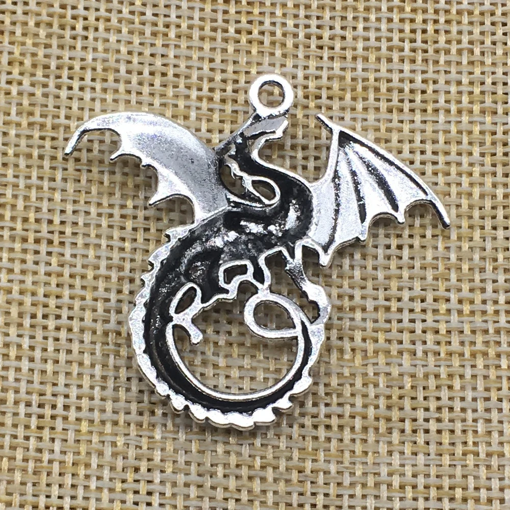 10 шт. Подвески в виде дракона Fly Dragon подвеска античном стиле серебряного цвета