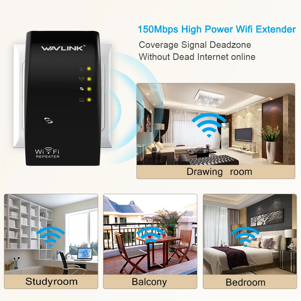 

Wavlink Mini High Power Wireless Extender WIFI Repeater Amplifier 150Mbps Wi-Fi Signal Range Booster AP/Repeater WPS black EU US