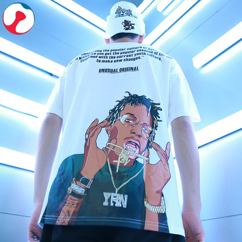 

Summer Dress Ins Country Tide Short-sleeved T-shirt Loose Couples Hip-hop Oversize Casual Graphic Grinch Mens T Shirts Fashion