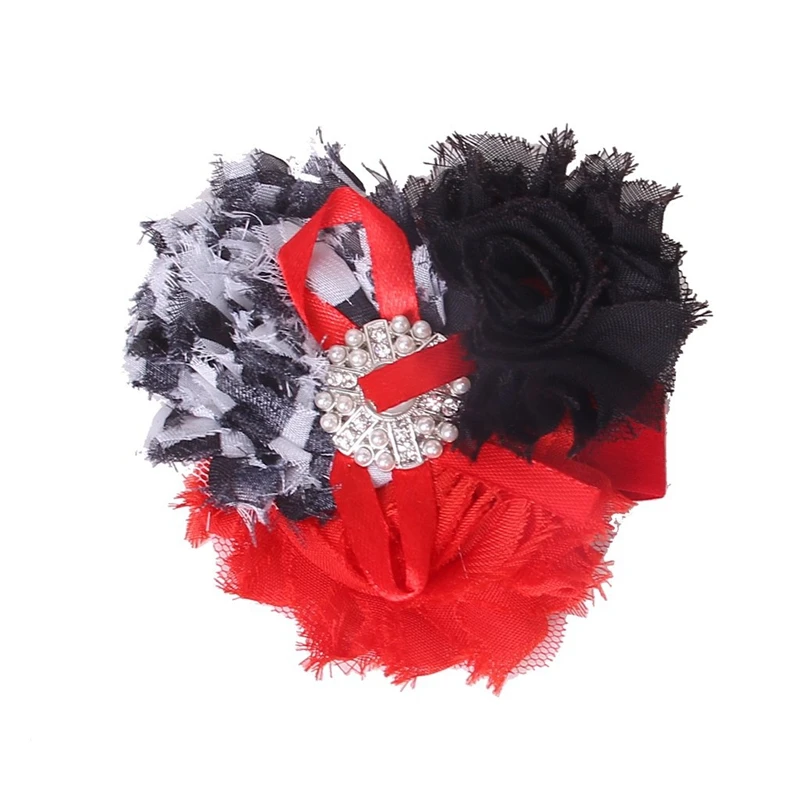 

Baby Soft Headband with Chiffon Flower Black Red Zebra Stripe
