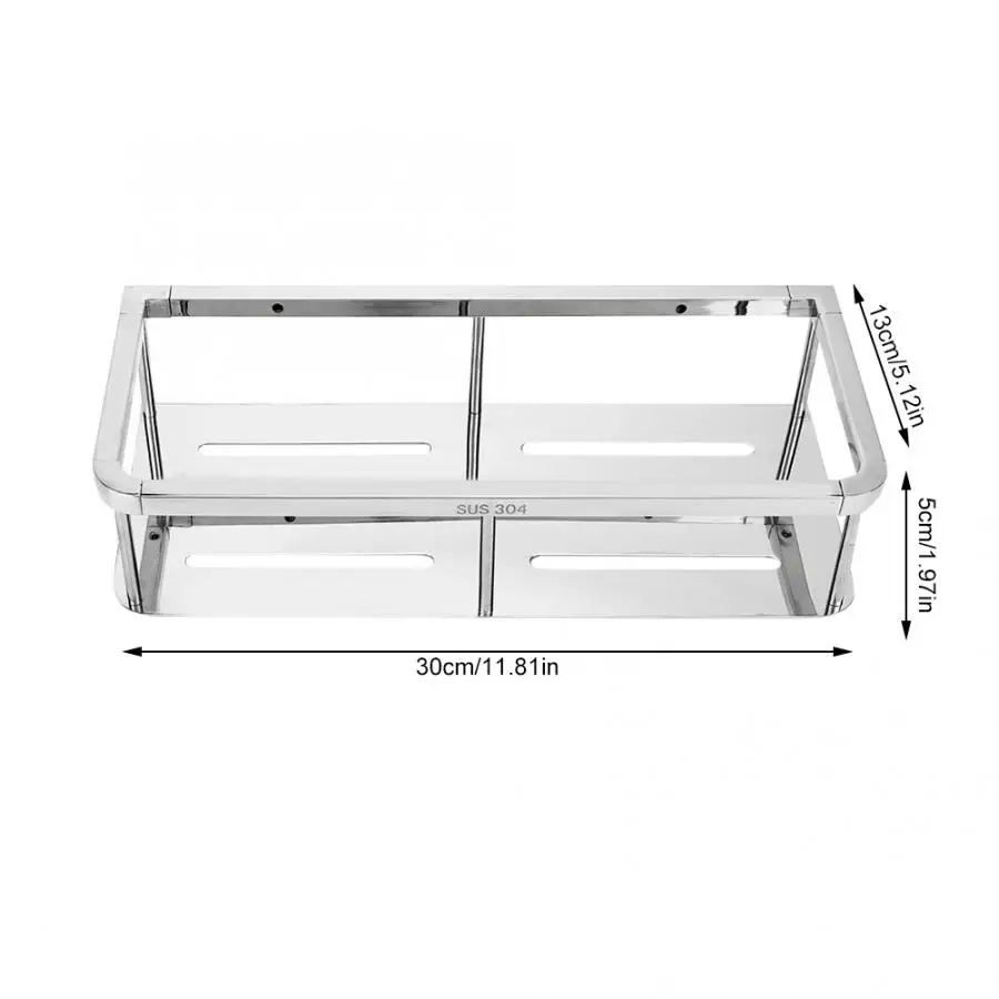 

Corner Storage Rack Organizer Bathroom Single Tier Shelves 304 Stainless Steel Wall Mounted Shampoo Storage Basket Holder
