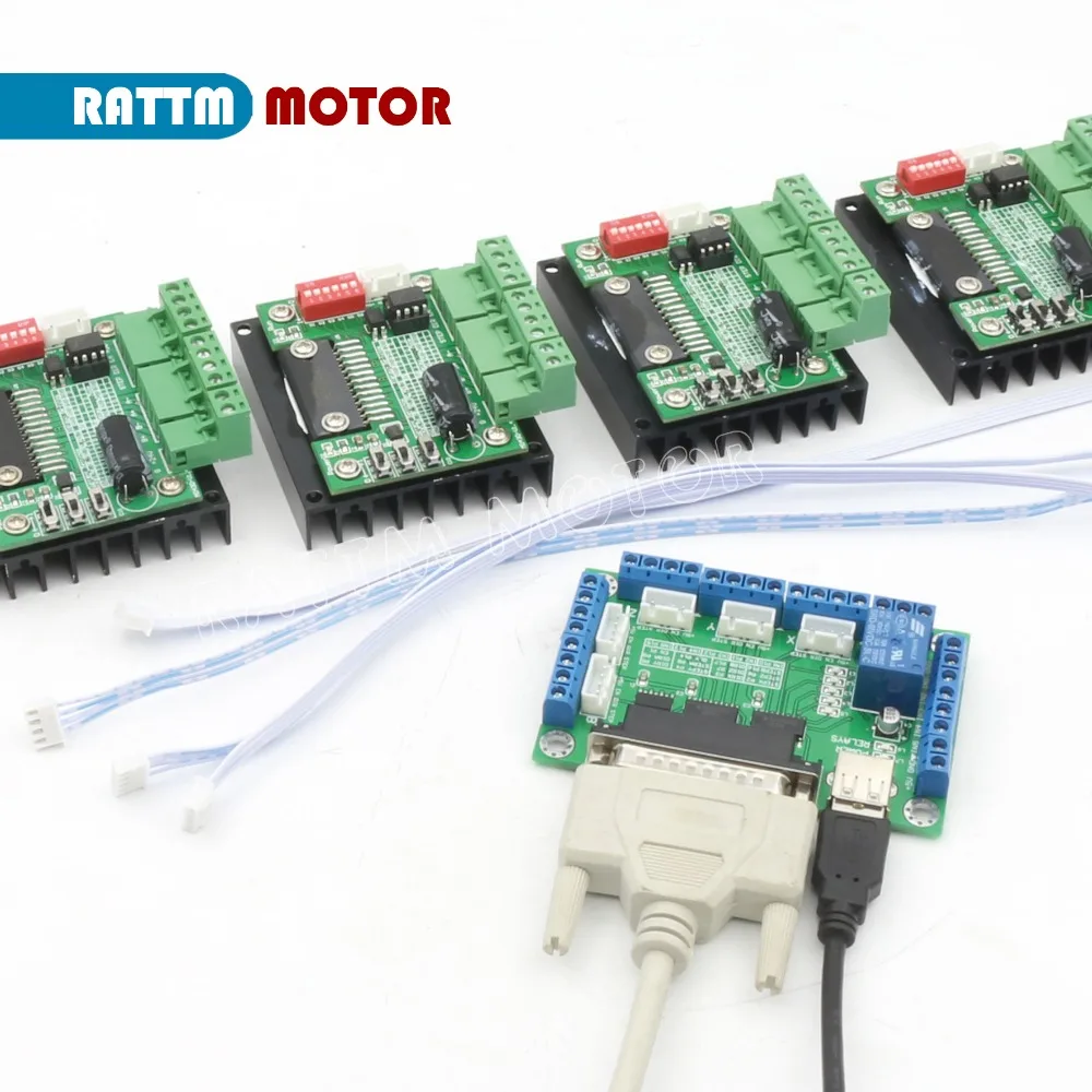 

4PCS 3.5A TB6560 Single Axis CNC Stepper Motor Driver 16 Microstep & 5 axis CNC Breakout board interface V5 type MACH/EMC2/KCAM4