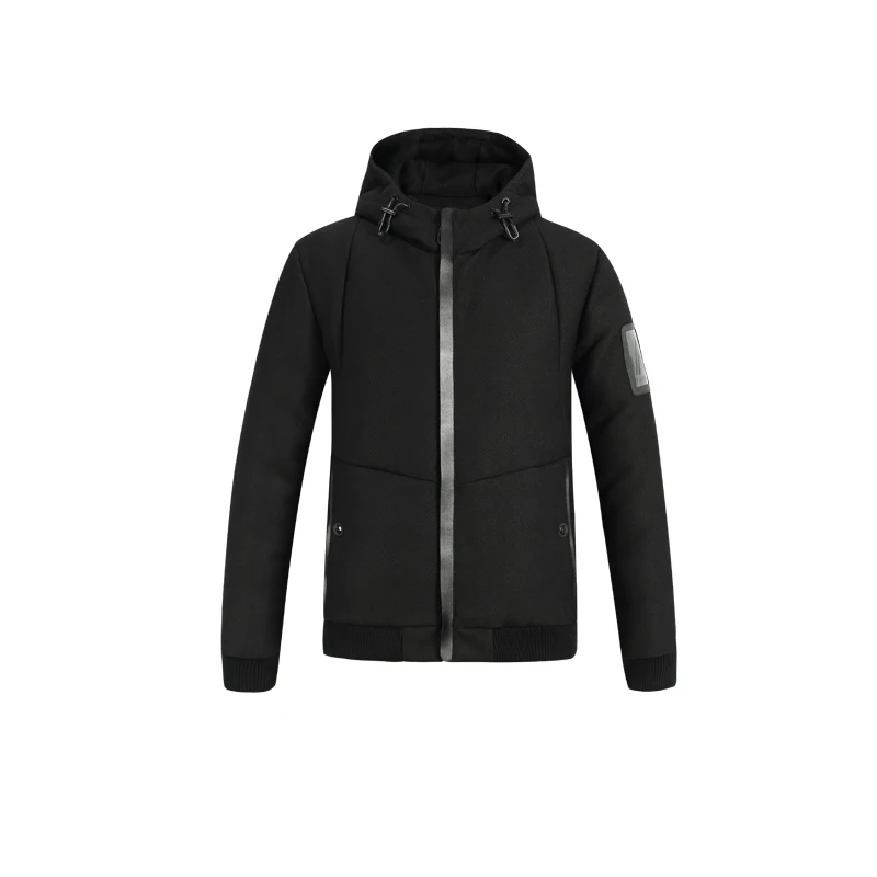 Enjeolon брендовая хлопковая стеганая куртка с капюшоном, Мужская ветрозащитная парка, Мужская одежда, толстая стеганая короткая черная куртка, мужские толстовки с капюшоном WT0253 - Цвет: Black