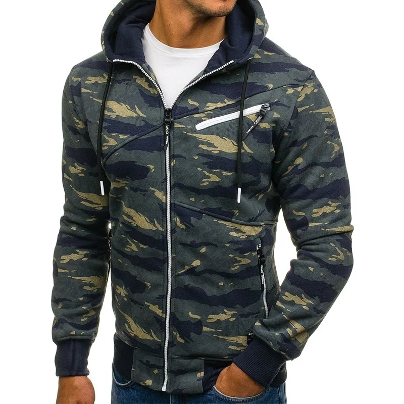 

Zogaa Men Hoodies Jacket Spring Autumn Drawstring Zipper Hooded Sweatshirt Tops Male Long Sleeve Pocket Streetwear Cotton Jacket
