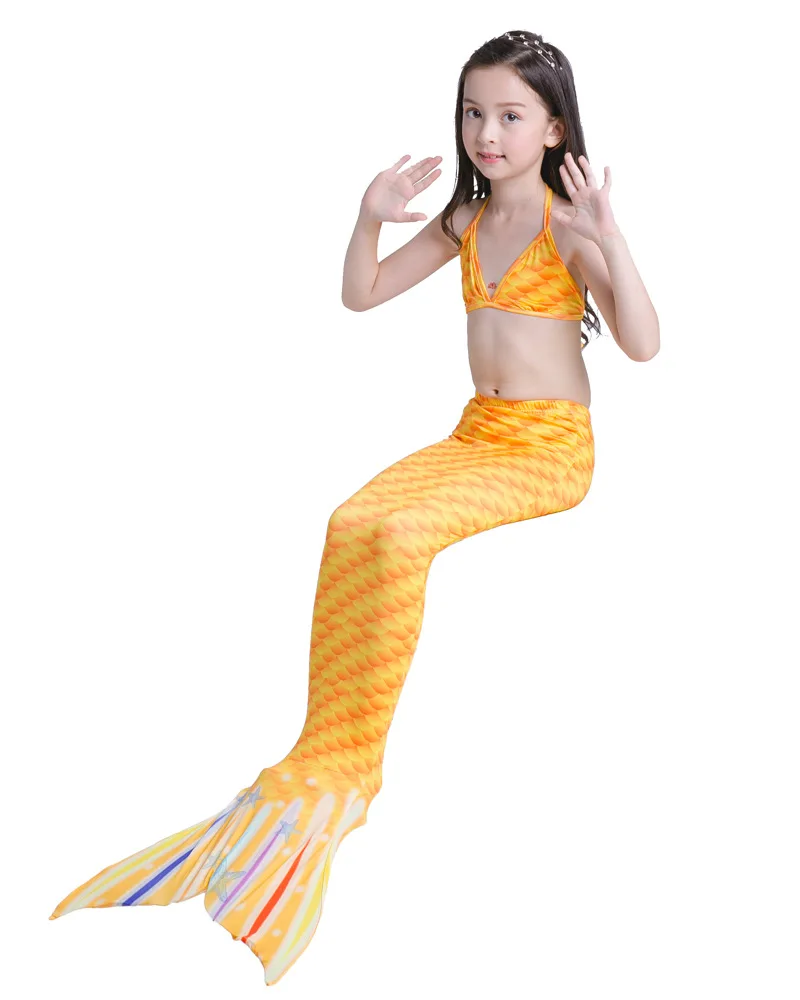 Детский купальный костюм из 3 предметов коллекция года, бикини с хвостом русалки для девочек, одежда для купания Костюмы с рисунком рыбы, детский пляжный купальный костюм Одежда для купания для малышей