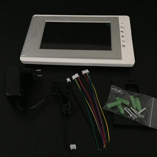 For 1V2 LCD 7'' TFT LCD Wired Video Door Phone Visual Video Intercom Speakerphone Intercom System ADD DC Power Supply 2