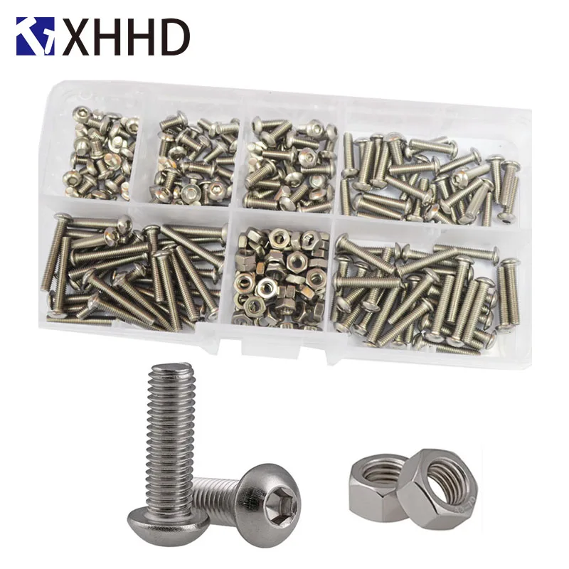 

Hex Socket Button Head Cap Screw Metric Thread Pan Round Head Hexagon Machine Bolt Set Assortment Kit Box 304 Stainless Stee M3
