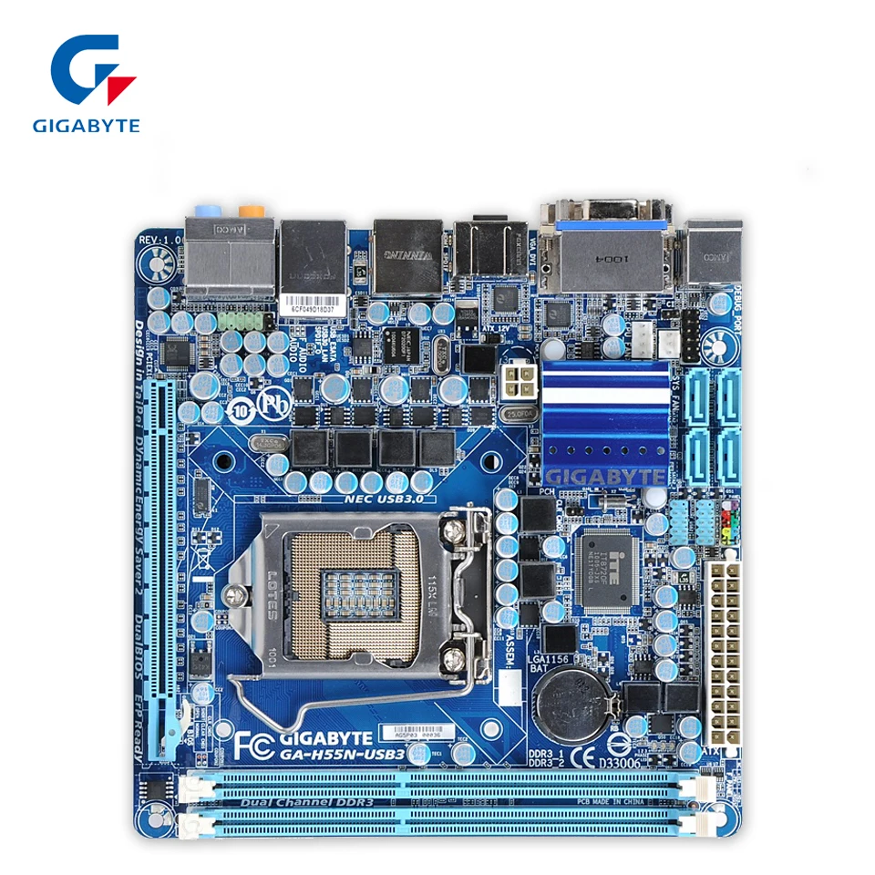 

Gigabyte GA-H55N-USB3 Desktop Motherboard H55N-USB3 H55 LGA 1156 i3 i5 i7 DDR3 Mini-ITX