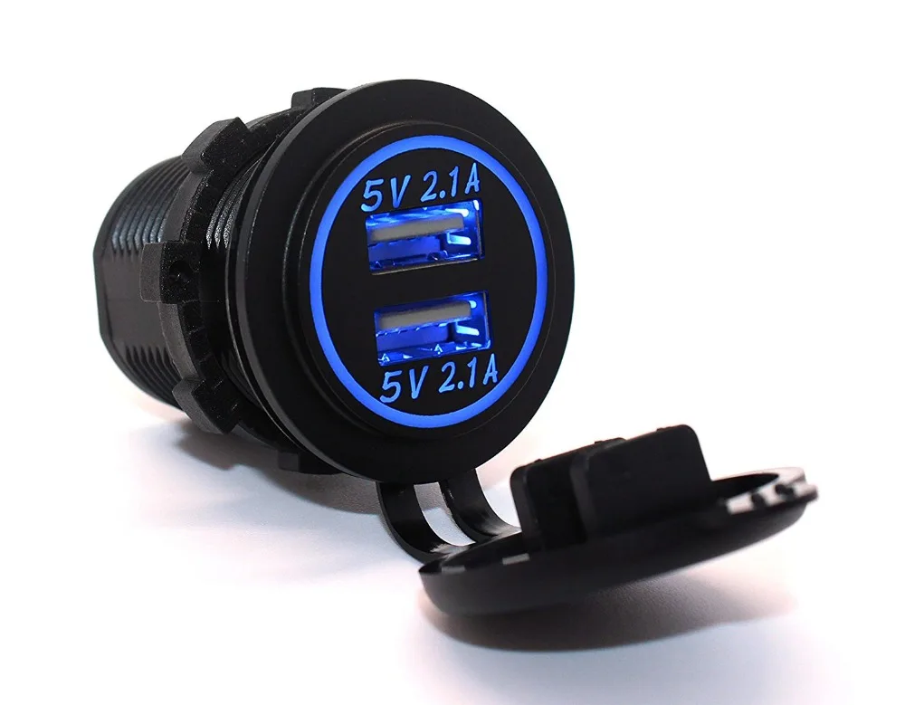 

Auto car-styling car-charge 5V 4.2A Dual USB Charger Socket Adapter Power Outlet for 12V 24V Motorcycle Car with LED