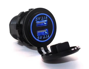 

Auto car-styling car-charge 5V 4.2A Dual USB Charger Socket Adapter Power Outlet for 12V 24V Motorcycle Car with LED