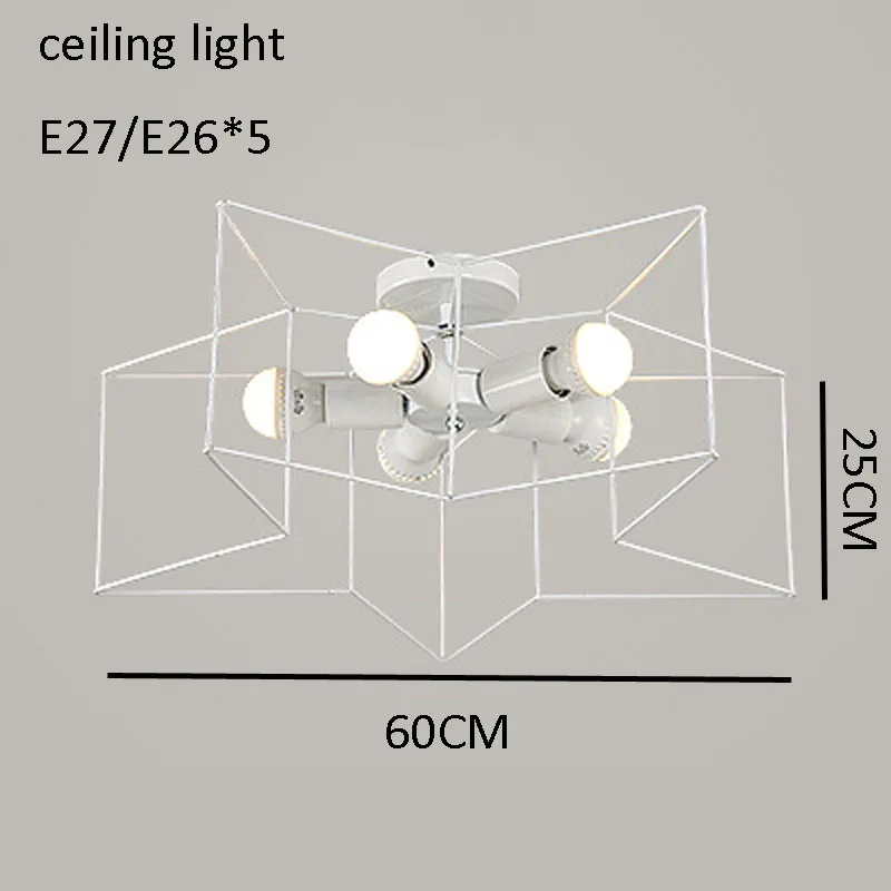 Metal Star 5 Lights Flush Mount Modern LED Ceiling Lamps For Bedroom Living Room Black White Ceiling Lights Home Lighting Lustre De Sala (19)
