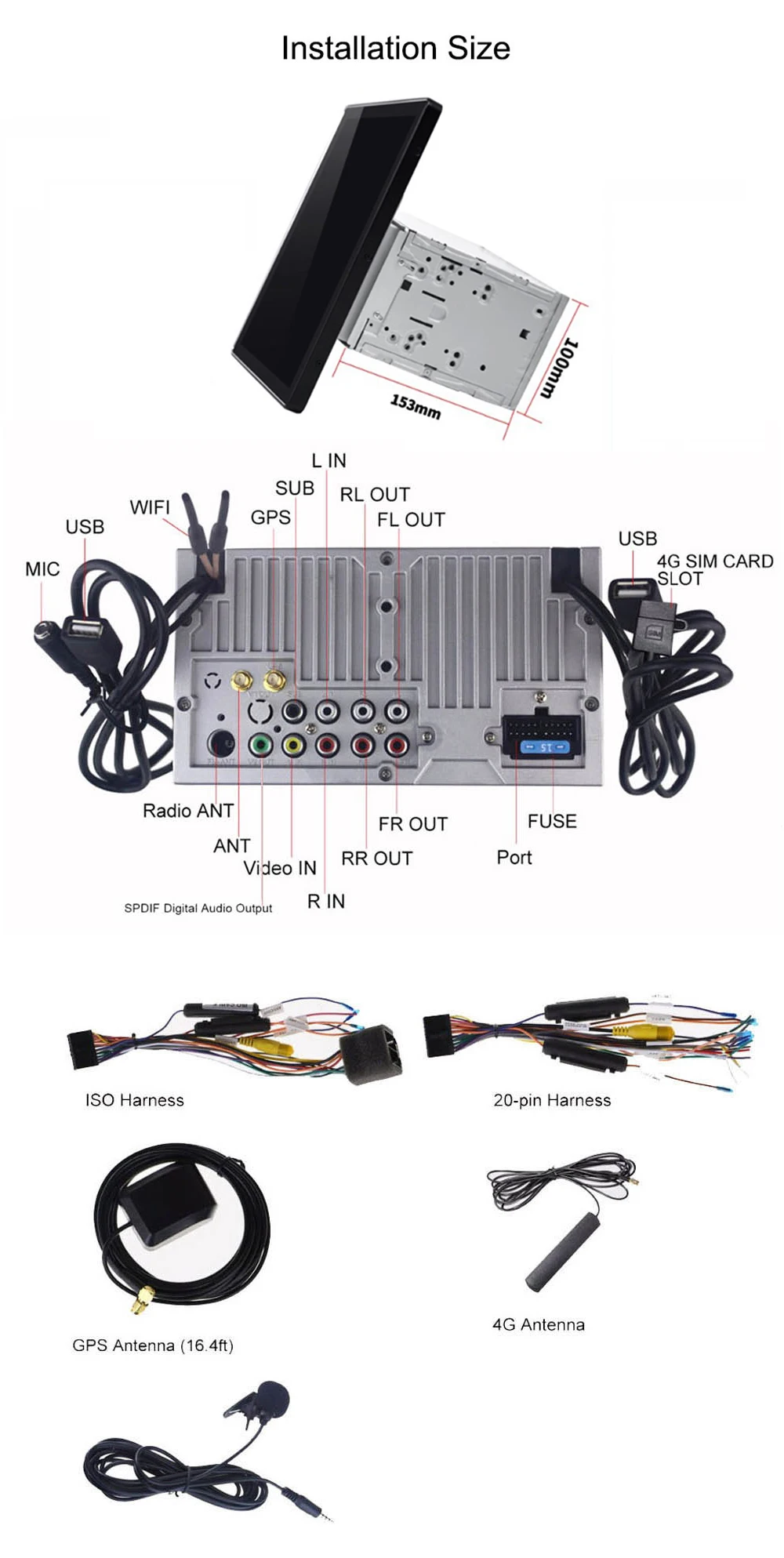 ARKRIGHT 9,7 ''2Din 4+ 64 ГБ Android 8,1 автомобильный Радио Аудио стерео Встроенный 4G gps/Автомобильный мультимедийный плеер двунаправленное крепление