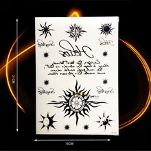 Sexy Henna Waterproof Fake Tattoo Black Ink Color HHB-061 Temporary Tattoo Stickers Black Sun Totem Flash Tatoo Letter Compass