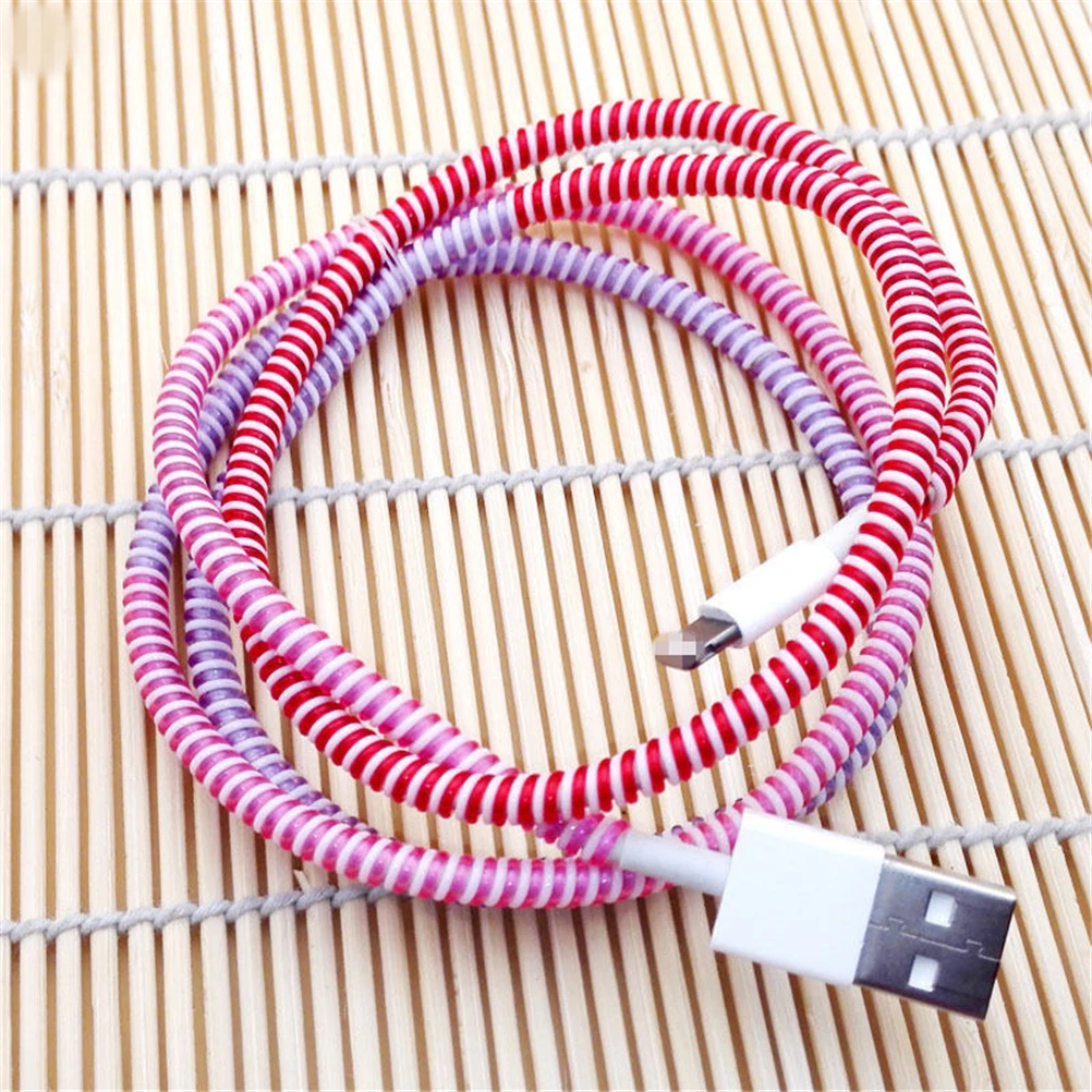 New 10PCs For Phone USB Data Sync Charging Cable FM Spring Protector
