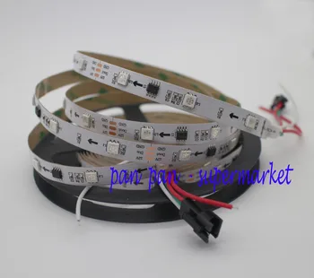 

5M 12V WS2811 Addressable RGB Pixel LED Strip White PCB 30LED/M, 1 External 2811 ic Control 3 LEDs, 5050 SMD IP20 Non-Waterproof
