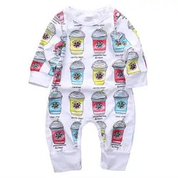 Симпатичные новорожденных Одежда для мальчиков и девочек комбинезон с длинными рукавами комбинезон для новорожденных малышей хлопковая