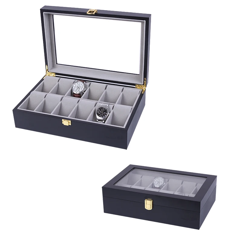 12 Grids Handmade Wood Watch Box Wood Clock Box Watch Case Time Box for Watch Holding