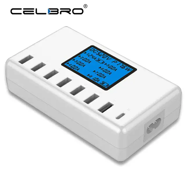 Tienda Online Multi Cargador Usb Hub 8 Puertos Usb Multiple Tipo C Cargador Estacion Led Inteligente Universal Hogar Adaptador De Cargador Usb De Pared Eu Us Uk Plug Aliexpress Movil