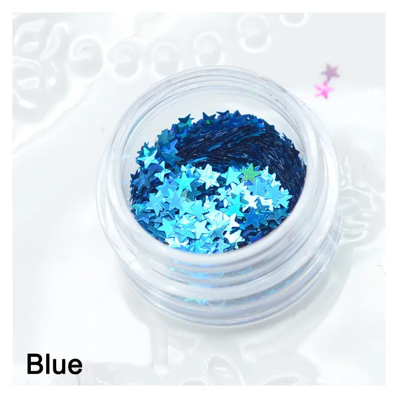 1 коробка голографические Блестки для глаз блеск для тела в форме звезды мерцающие алмазные глаза блестящая кожа Хайлайтер для Лица Дизайн ногтей Блеск для макияжа - Цвет: Blue
