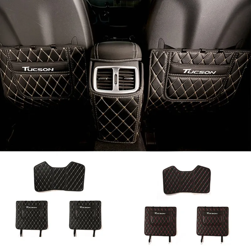 

Car armrest box Back row anti kicking pad holster Artificial Leather 3 color for Hyundai Tucson 2015 2016 2017 2018