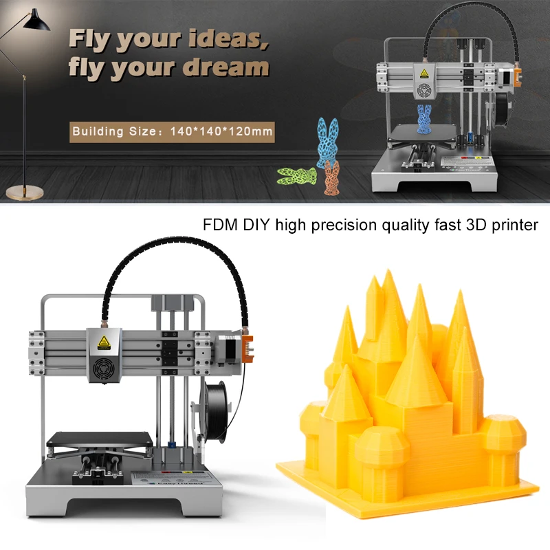 

Easythreed 3D Printer Fully ABS Metal Enclosed Frame 3D Printer 10-100MM/S Print Size 140*140*120mm 3D DIY Printer Household