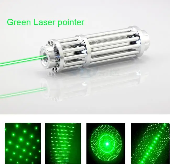 

High Power Green Laser Pointer Pen 532nm 50000m focus burning matches Military Zoomable Burning Beam +5 laser heads