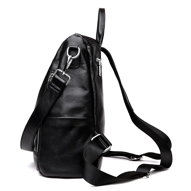 Las mujeres mochila de moda de mujer de cuero genuino para niñas de la escuela viaje Negro mochilas bolsas para las mujeres 2018 mochila femenina Las mujeres mochila de moda de mujer de cuero genuino para niñas de la escuela viaje Negro mochilas bolsas para las mujeres 2018 mochila femenina