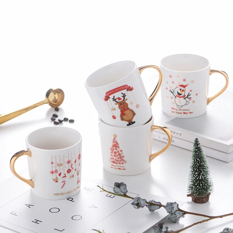 Скандинавский светильник, Роскошная золотая керамическая чашка, Рождественская кружка, подарок на год, для влюбленных, домашняя кофейная чашка