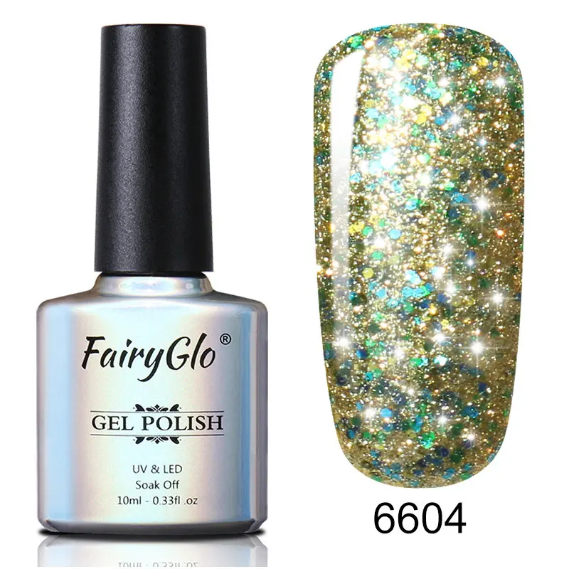 FairyGlo 10 мл Блестящий лак для ногтей Soak Off Semi Perment Nail Art Гибридный лак для стемпинга Эмаль Гель-лак Vernis Ongle - Цвет: 6604