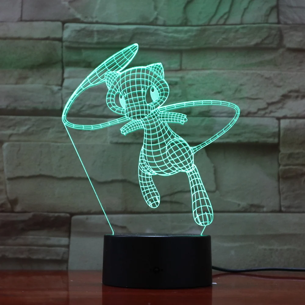 

Pokemon Go Mew Figure Children's Nightlight LED Touch Sensor Color Changing Bedroom Atmosphere Acrylic Night Lamp Bedside Mew