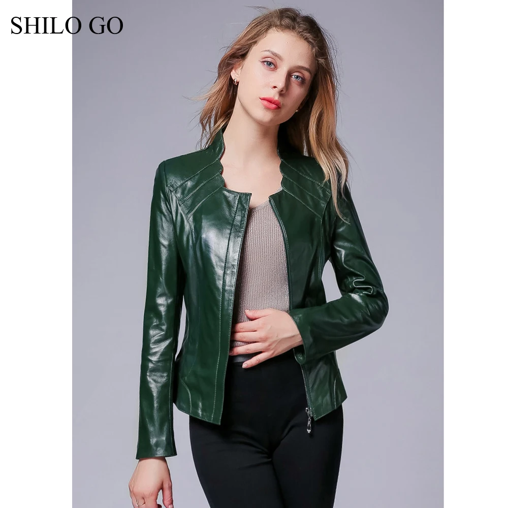 Кожаная куртка SHILO GO осенняя модная из натуральной овчины с воротником на молнии