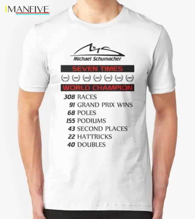 

2019 New Fashion Brand Clothing Michael Schumacher Championship Records Racing Legend T-Shirt Size S To 3XL