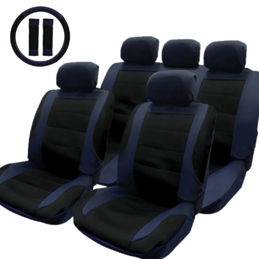 TIROL T21806 b New Car Seat Cover Black Blue 14pcs/Set Car