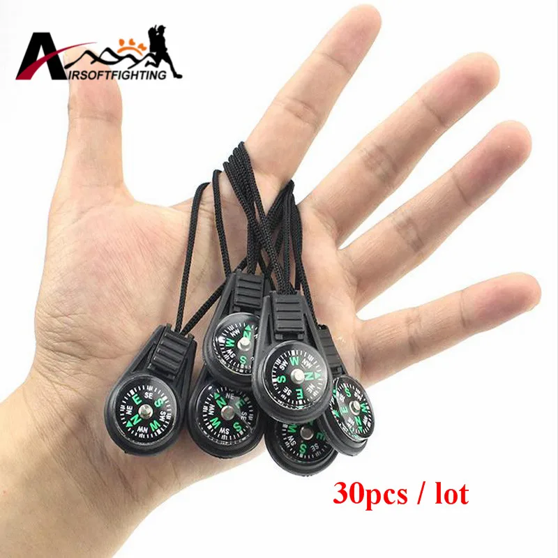 30pcs Key Chain Mini Compass Outdoor Camping Hiking Finding Way Hiker Navigator Utility Gear Survival Keychain Tool