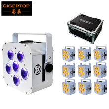 TIPTOP зарядки кейс 10 XLOT 6x18 W RGBWA UV светодиод Беспроводной Рождественские огни Батарея управляемая Led беспроводной 2,4G приемник