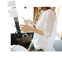 Sedlkova New Plus Size Women Long Bat Sleeve White Shirts Blouse Female Girl Hole Off Shoulder Blouse Blusas Mujer Tops Clothing