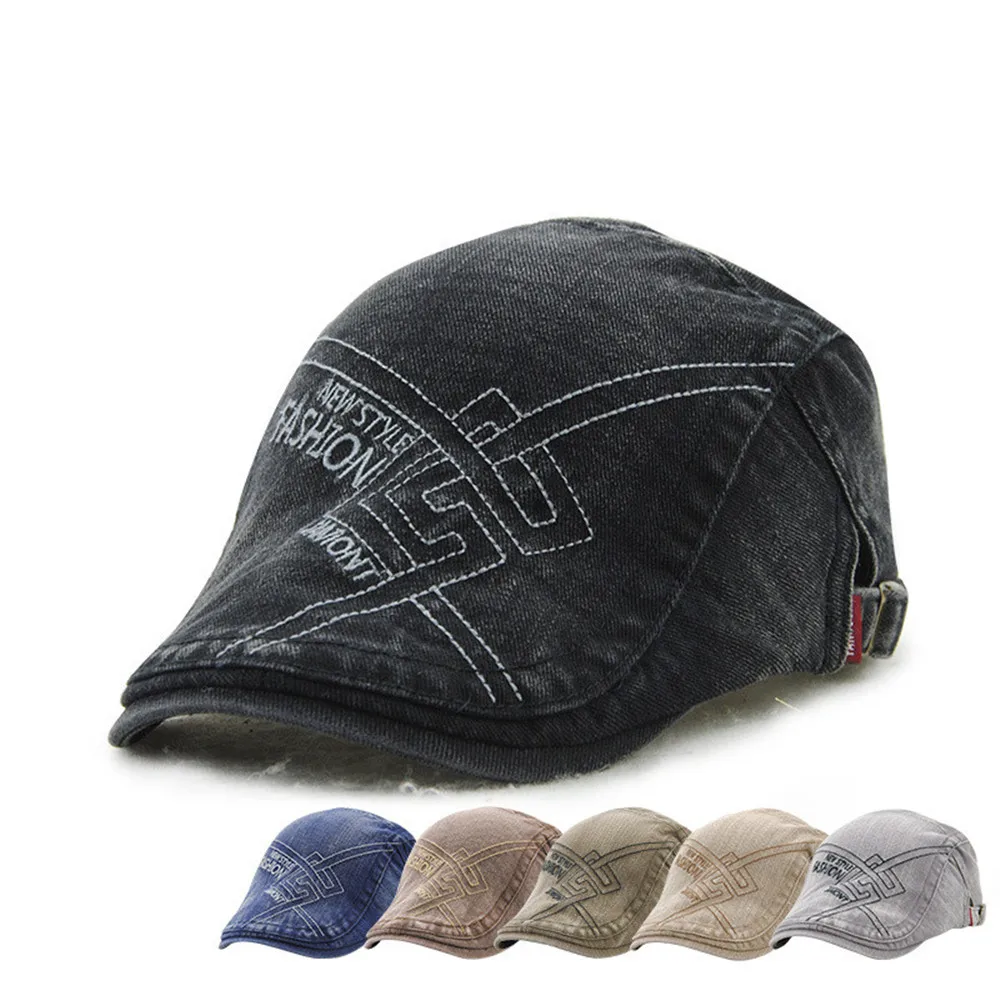 Повседневное унисекс берет Шапки Вышивка утконоса Casquette boina Пряжка Кепки для женщин Гольф плоской подошве для вождения детектив шляпу Casquette