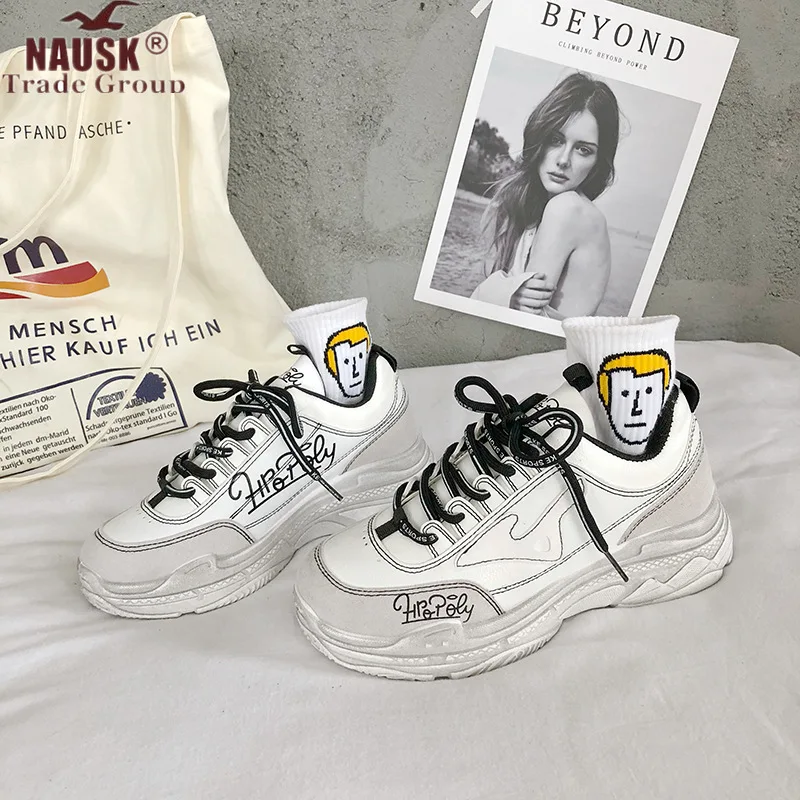 

Women Casual Shoes 2019 New Spring Fashion White Sneakers Shoes Women Flats Platform Lace-Up Breathable Women Sneakers