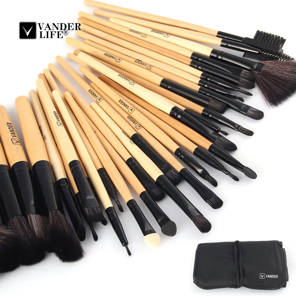 

Vander life 32Pcs Makeup Brushes Pro Soft Cosmetics Make Up Brush Set Kabuki Foundation Lipstick Beauty Tools maquillaje W/ Bag