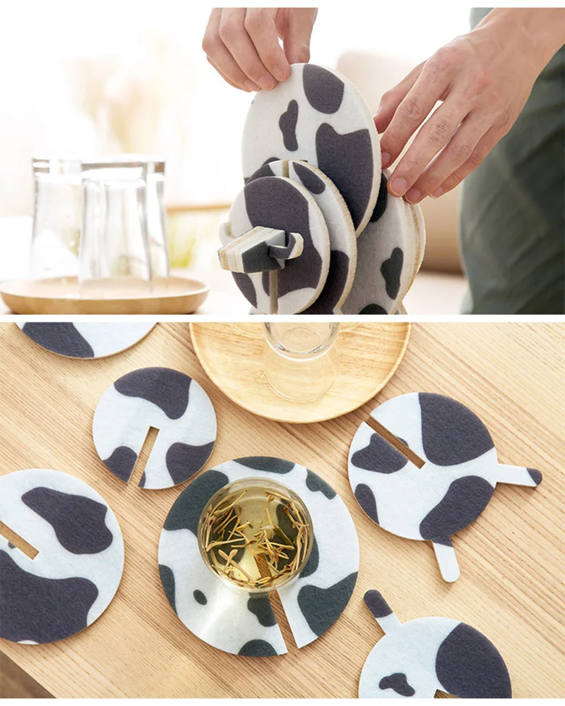 LIYIMENG 7 Pcs set Cartoon Home Table Cup Mat Insulation Pad Coffee Placemat for Table Spinning Hotel Restaurant Drinks CoastersB5