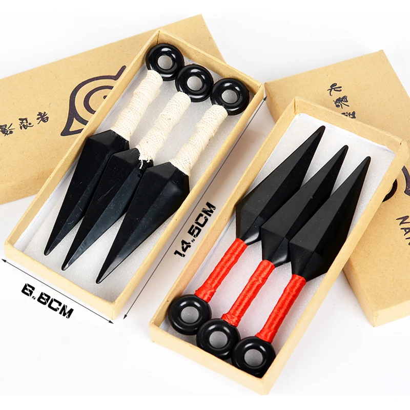 

3pcs Set Anime Naruto Plastic Ninja Weapon Props Uzumaki Kunai Shuriken Throwing Knife Naruto Kakashi Cosplay Costume Accessory