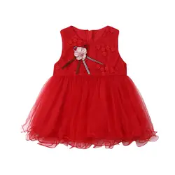 Летнее платье принцессы без рукавов с бантом для маленьких девочек; платье-пачка для дня рождения