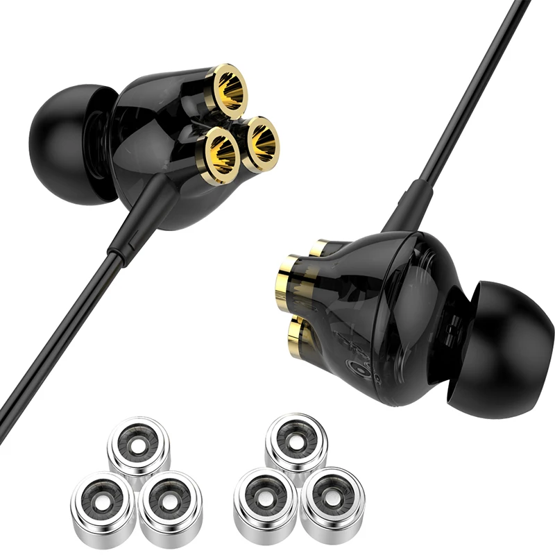 

Triple Driver In-Ear Earphones Hi-Res Headsets with Bass Stereo Sports Earbuds Noise-isolating Sport Wired earphone for phone&pc