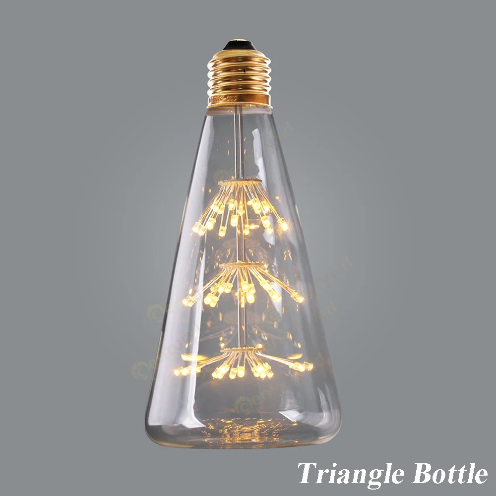 

Firework Starry LED LampTriangle Bottle Creative Bulbs 3W LED Light Bulb Antique Retro Vintage Dimmable Led E26 110V E27 220V